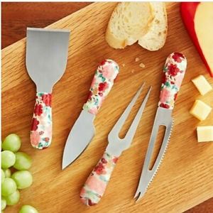 Pioneer Woman Cheerful Rose 4pc cheese knife set